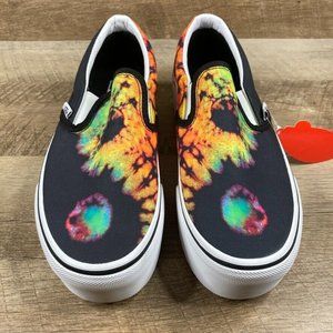 VANS Classic Slip On Paradoxical Platform Tie Dye Shoes Black Womens Sz 8 NEW